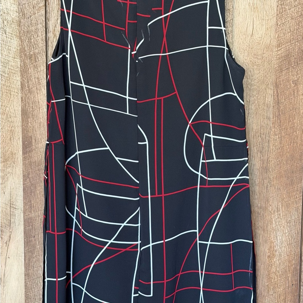 Alfani Black Dress with Red and White Geometric Design - Picture 10 of 12